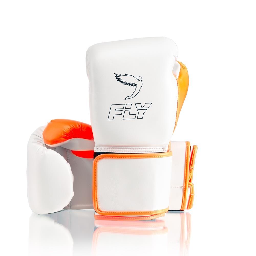 Fly Superloop X Boxing Gloves White Orange Fight Equipment UK FEUK