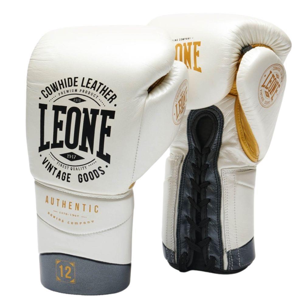 Leone Authentic Lace Boxing Gloves White Fight Equipment UK FEUK