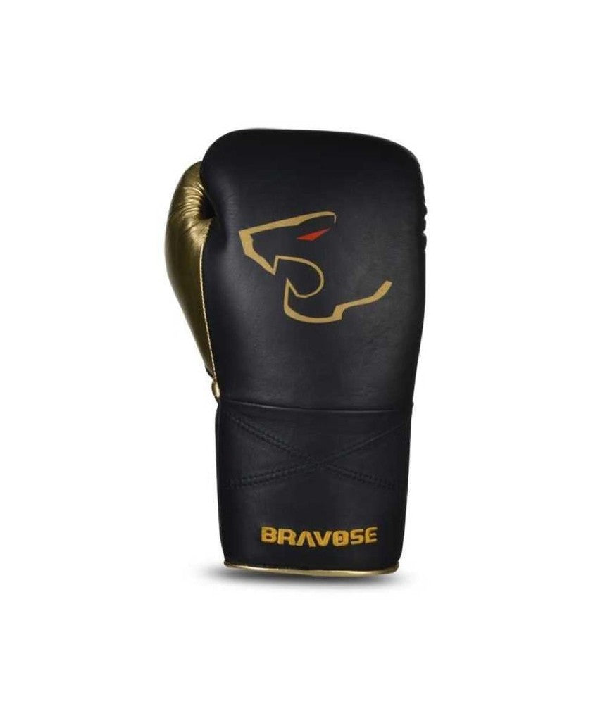 Bravose Elite Pro Lace Boxing Gloves - Black - 16oz-FEUK