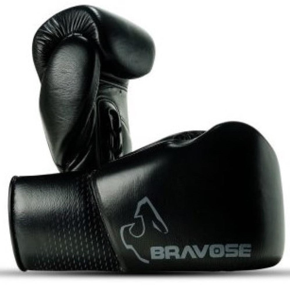 Bravose Predator Lace Boxing Gloves - Black - 16oz-FEUK