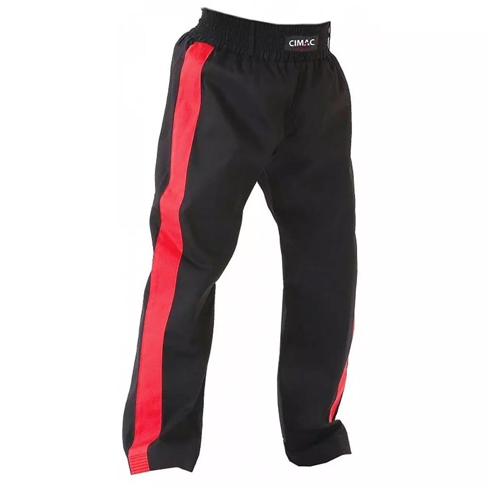 Cimac Single Stripe Kids Kickboxing Pants - Black/Red - 110cm-Cimac