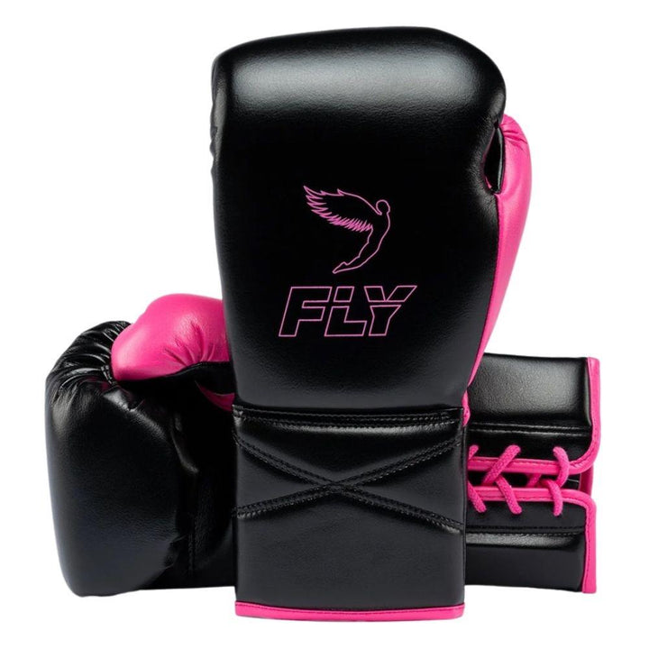 Fly Superlace X Boxing Gloves - Black/Pink-Fly