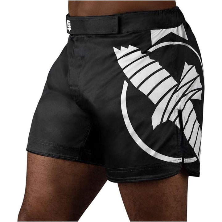 Hayabusa Icon Mid-Thigh MMA Shorts - Black/White-Hayabusa