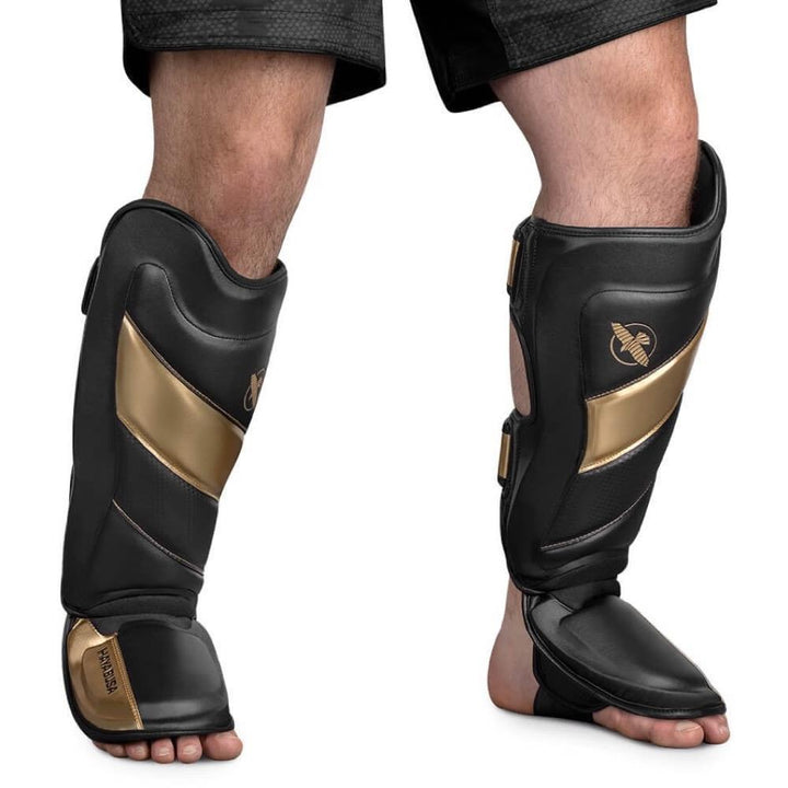 Hayabusa T3 Striking Shin Guards - Black/Gold-FEUK