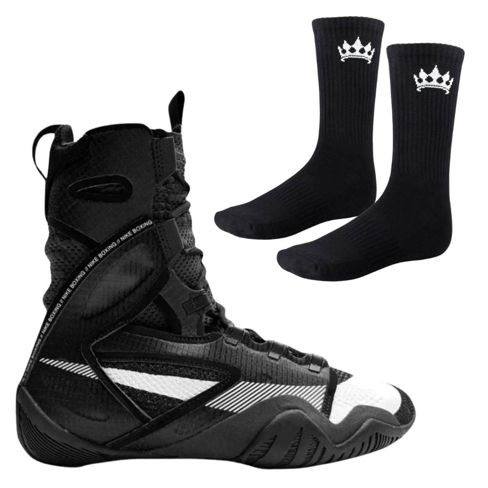 Nike Hyper KO 2 Boxing Boots - Black/White (Free Socks)-Nike