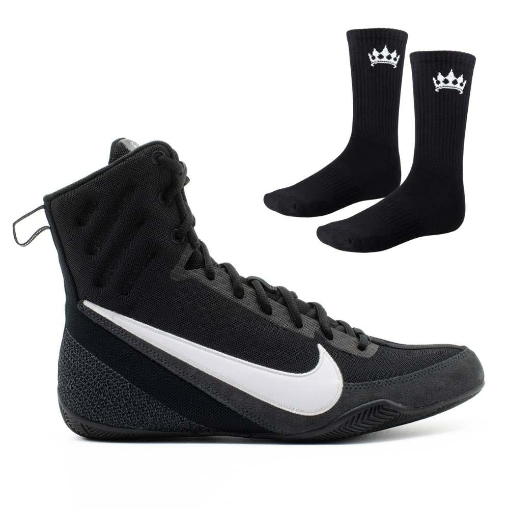 Nike Machomai 3 Boxing Boots - Black/White - Free Socks-Nike