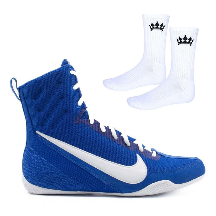 Nike Machomai 3 Boxing Boots - Blue/White - Free Socks-Nike