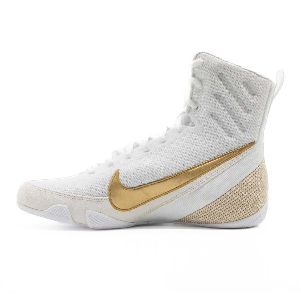 Nike Machomai 3 Boxing Boots - White/Gold - Free Socks-Nike