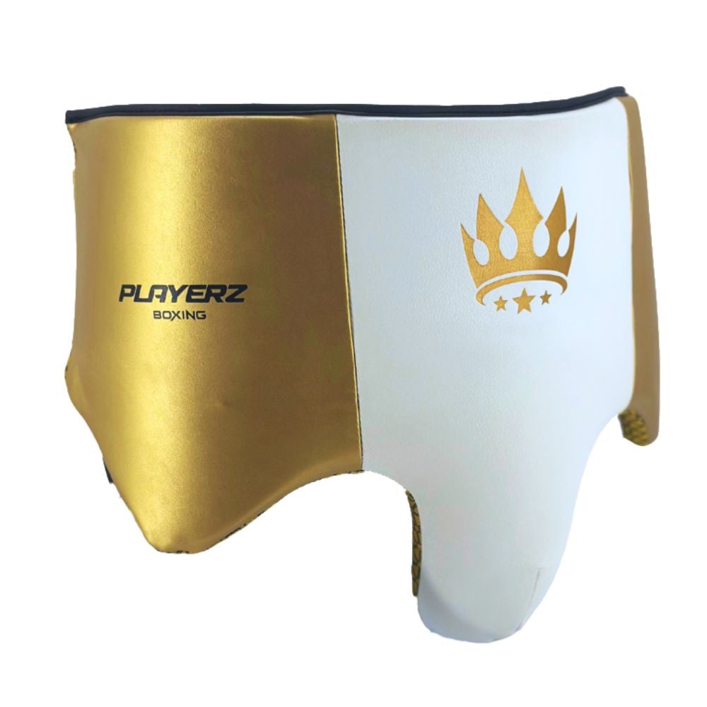 Playerz Power Groin Guard - White/Gold-Playerz Boxing