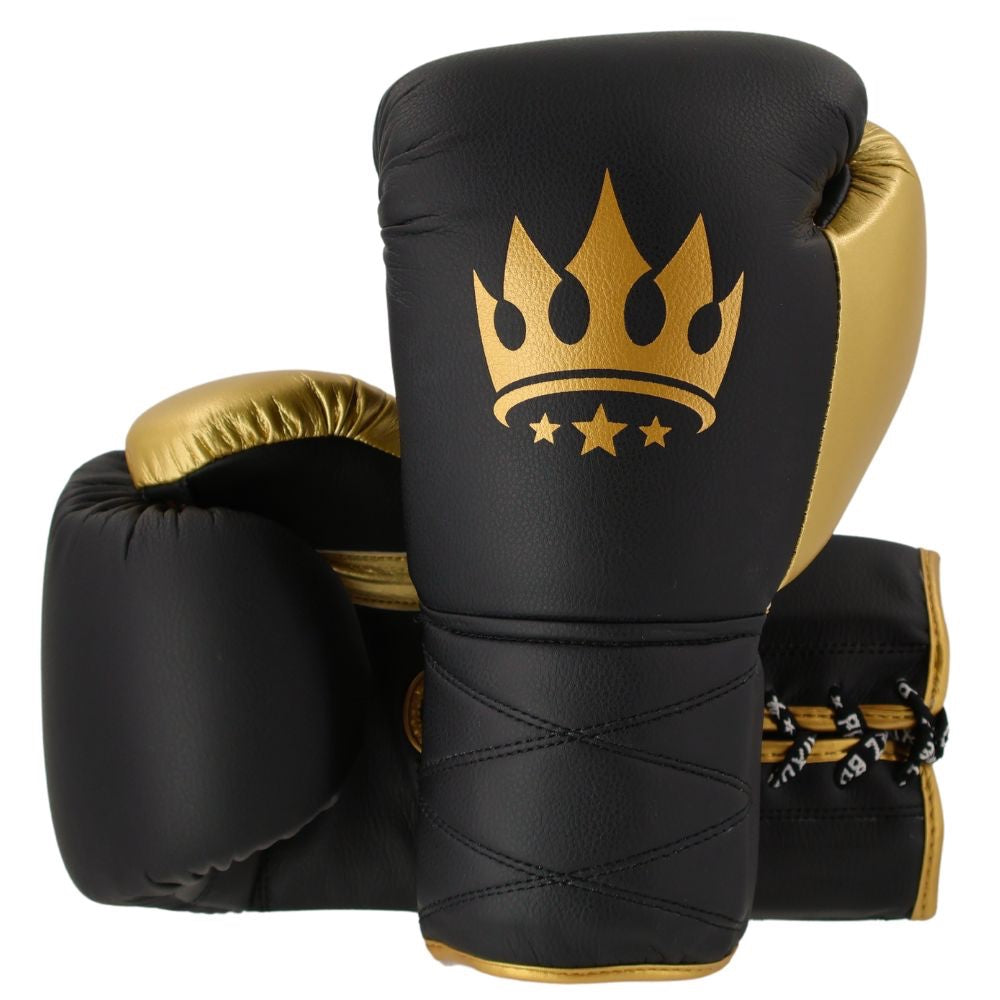 Playerz Power Lace Boxing Gloves - Black/Gold-Playerz Boxing