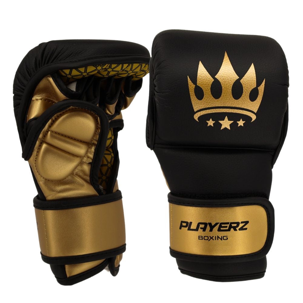 Playerz Power MMA Sparring Gloves - Black/Gold-Playerz Boxing