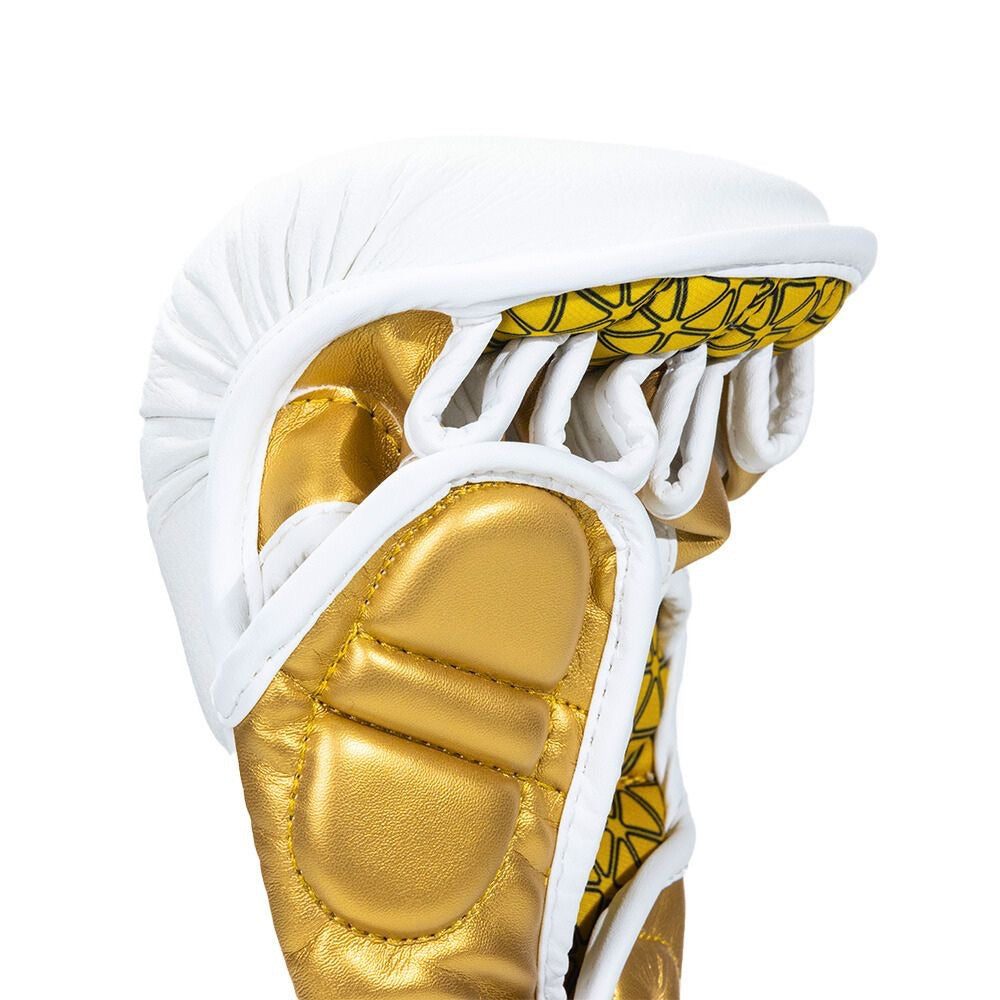 Playerz Power MMA Sparring Gloves - White/Gold-Playerz Boxing