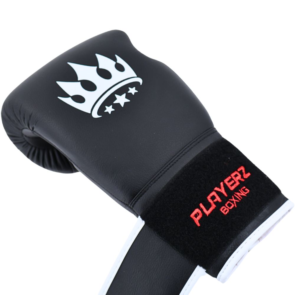 Playerz SparTech Boxing Gloves - Black/White-Playerz Boxing