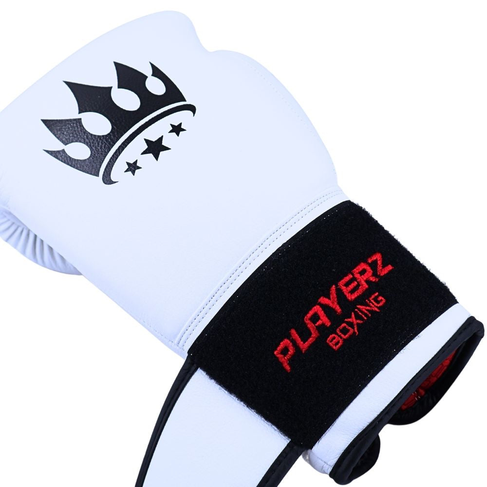 Playerz SparTech Boxing Gloves - White/Black-Playerz Boxing