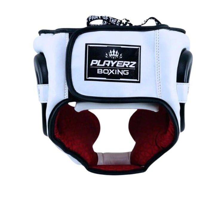 Playerz SparTech Head Guard - White/Black-Playerz Boxing