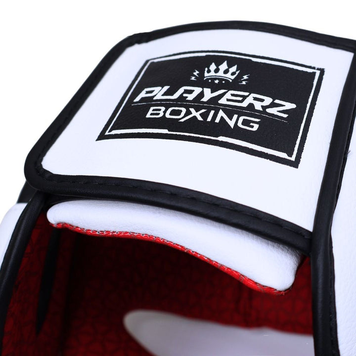 Playerz SparTech Head Guard - White/Black-Playerz Boxing