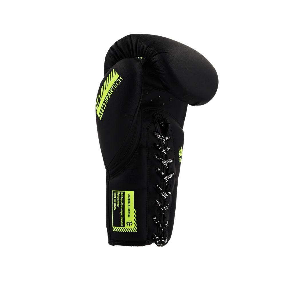 Playerz SparTech Lace Boxing Gloves - Black/Neon-Playerz Boxing