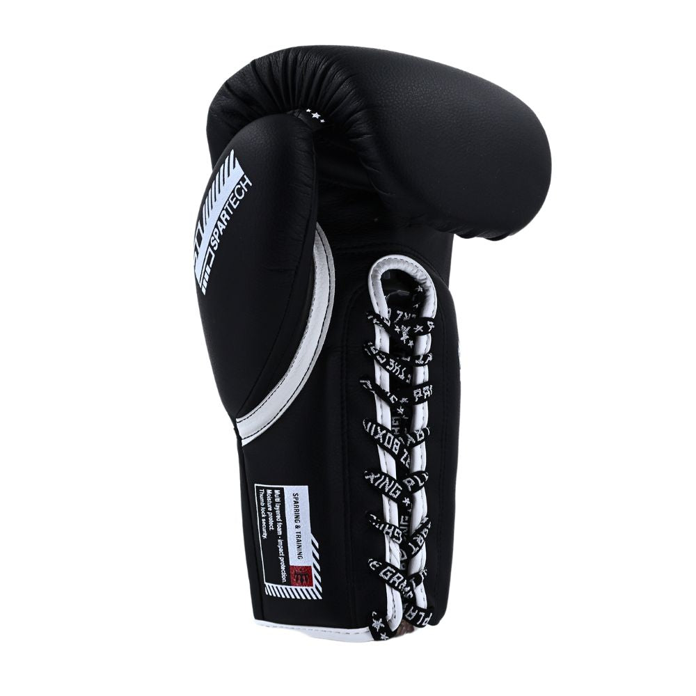 Playerz SparTech Lace Boxing Gloves - Black/White-Playerz Boxing