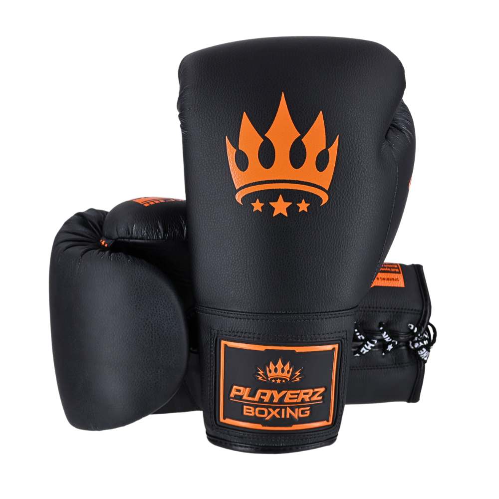 Playerz SparTech Lace Boxing Gloves - Neon Orange-Playerz Boxing