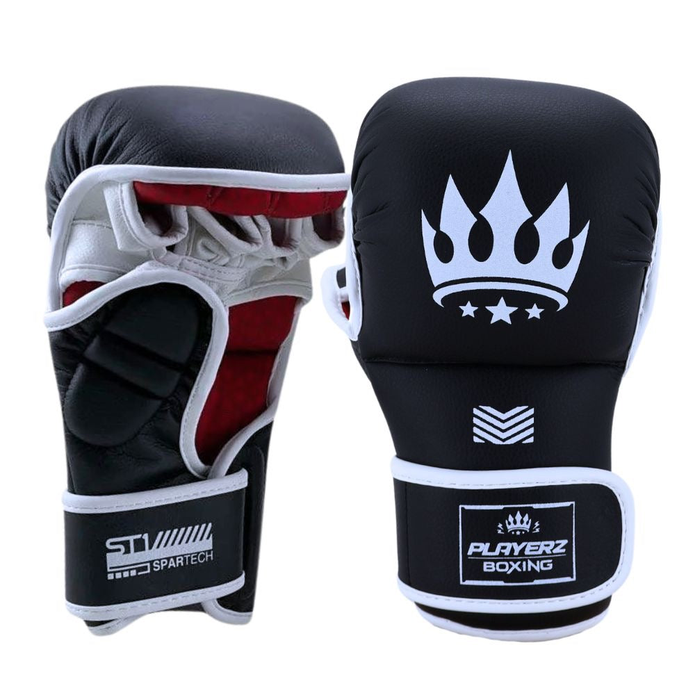 Playerz SparTech MMA Sparring Gloves - Black/White-Playerz Boxing