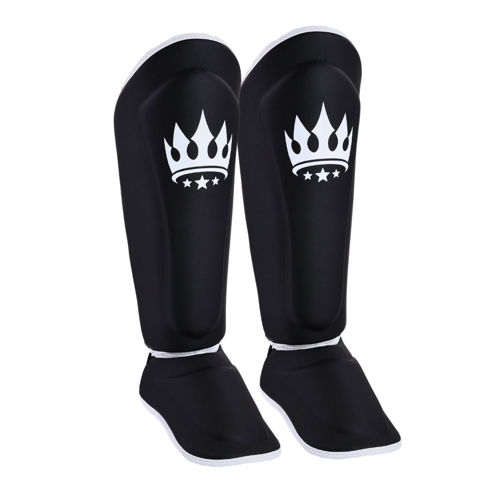 Playerz SparTech Shin Guards - Black/White-Playerz Boxing