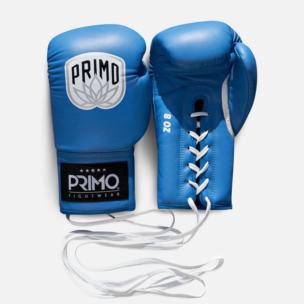 Primo Pro Lace-Up Boxing Gloves - Blue-Primo