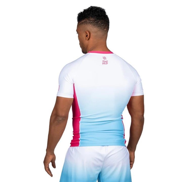 Sanabul Tropic BJJ Rash Guard - White/Pink/Blue-Sanabul