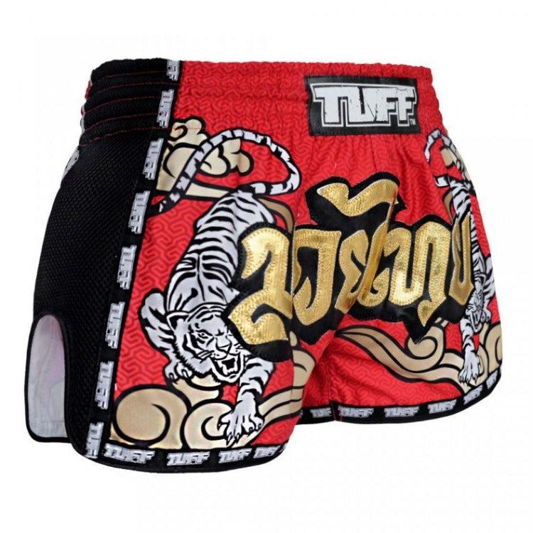 TUFF Retro Muay Thai Shorts - Red Double Tiger