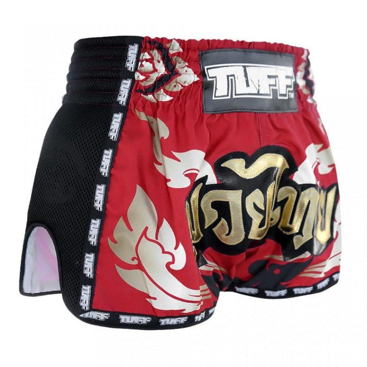 TUFF Retro Muay Thai Shorts - Red Thai Yantra