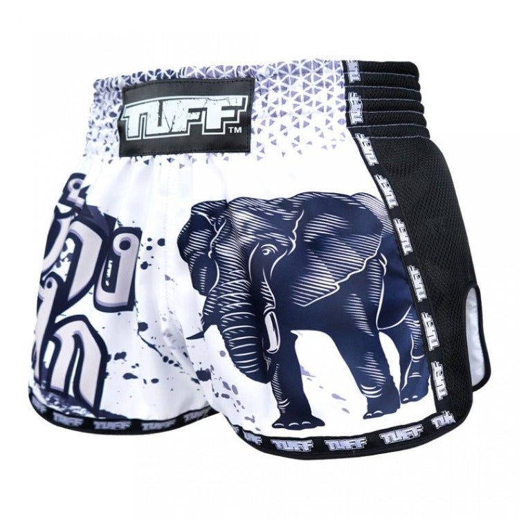 TUFF Retro Muay Thai Shorts - White War Elephant