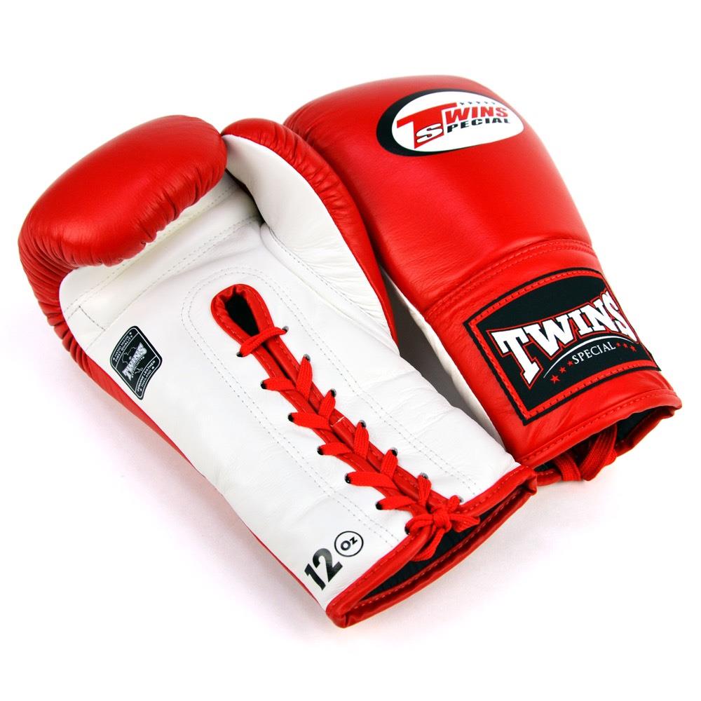 Twins Lace Up Boxing Gloves - Red-Twins