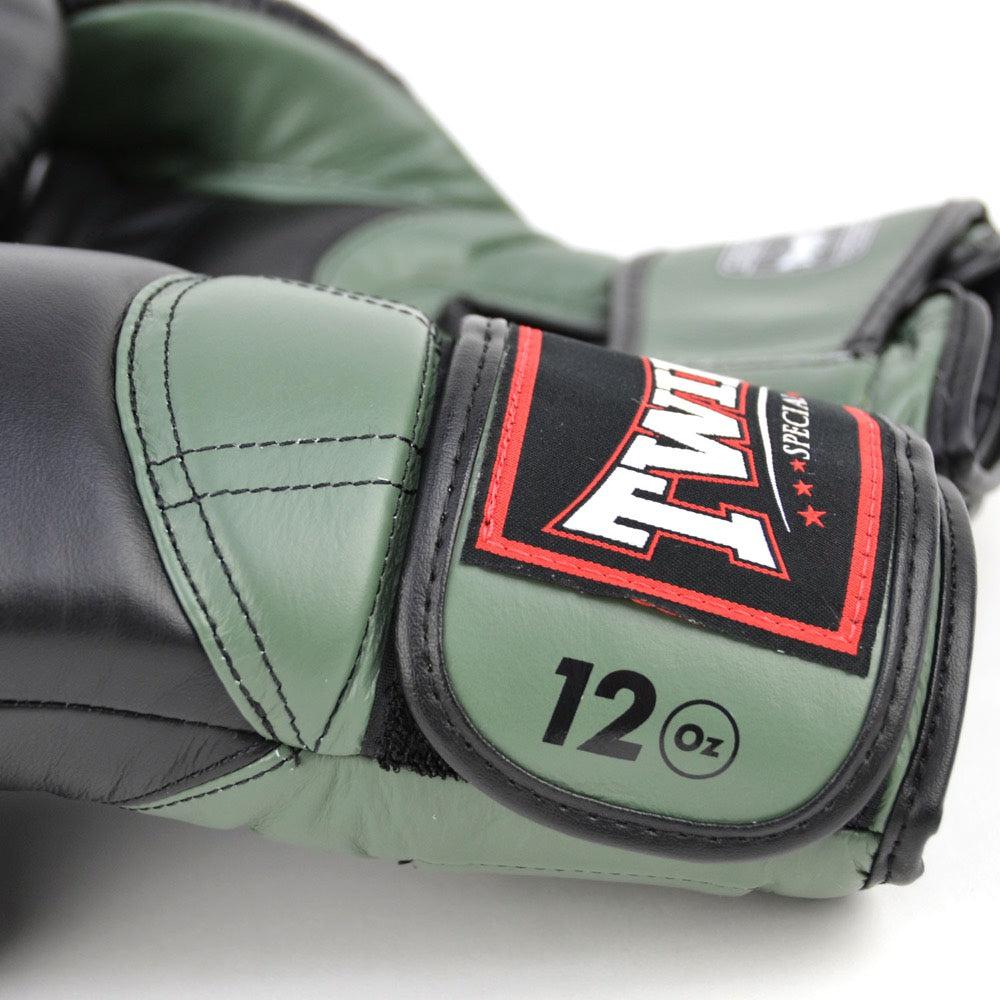 Twins Long Cuff Boxing Gloves - Black/Green-FEUK