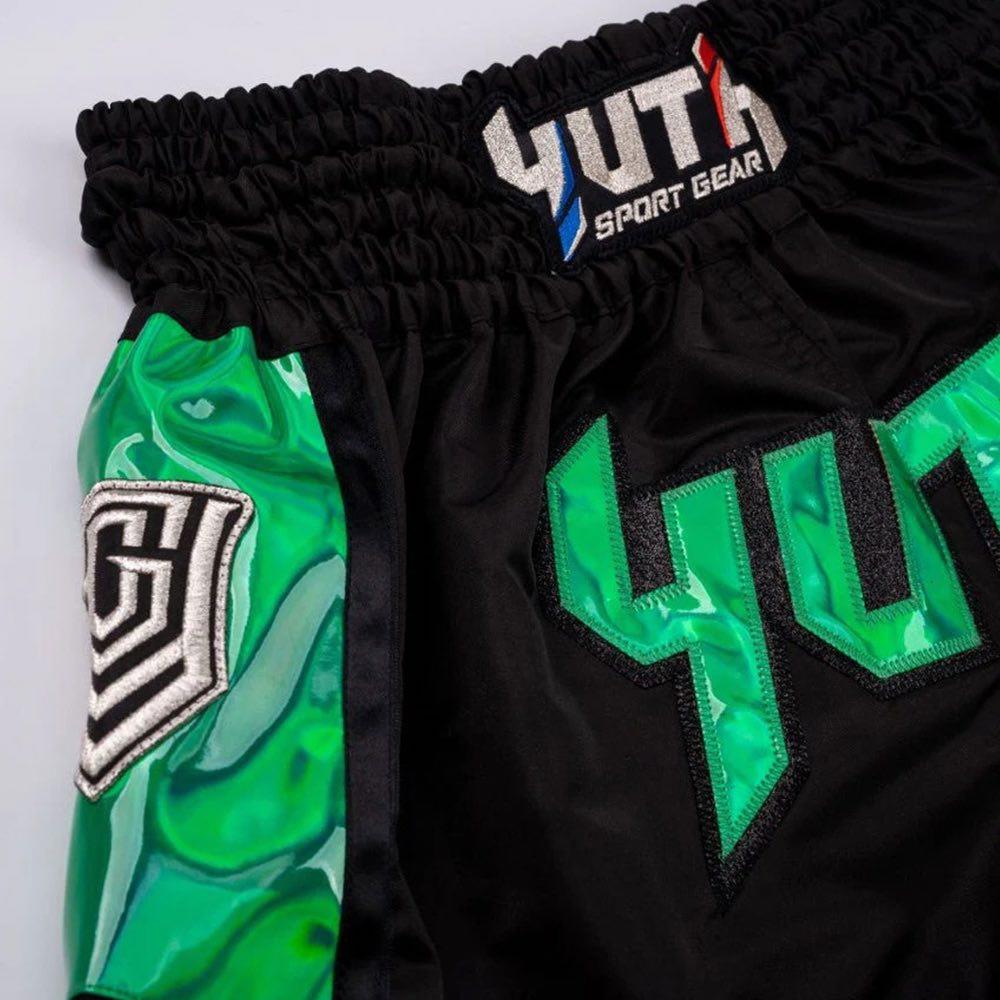 Yuth Hologram Muay Thai Shorts - Black/Green-Yuth Sport Gear