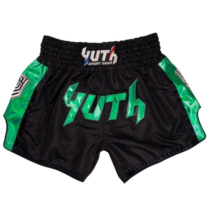 Yuth Hologram Muay Thai Shorts - Black/Green-Yuth Sport Gear