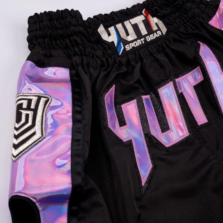 Yuth Hologram Muay Thai Shorts - Black/Purple-Yuth Sport Gear