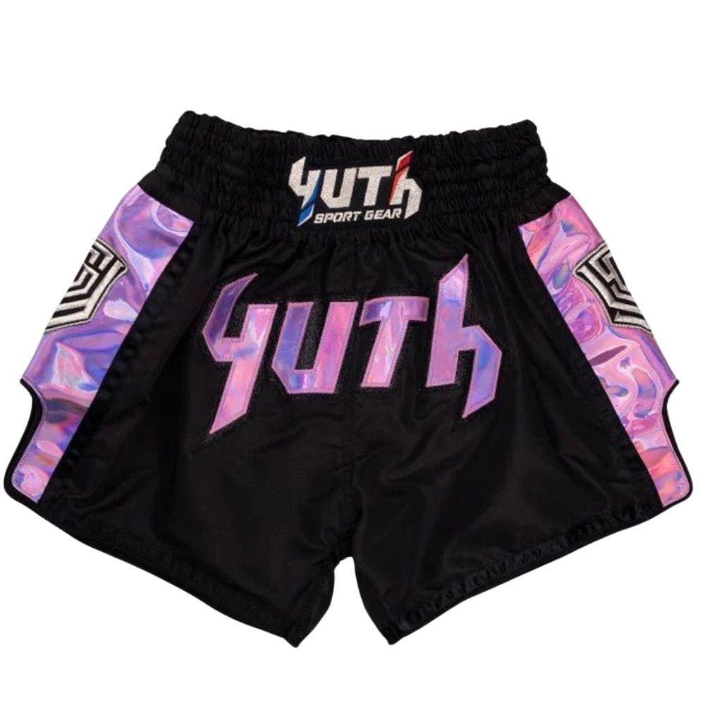 Yuth Hologram Muay Thai Shorts - Black/Purple-Yuth Sport Gear