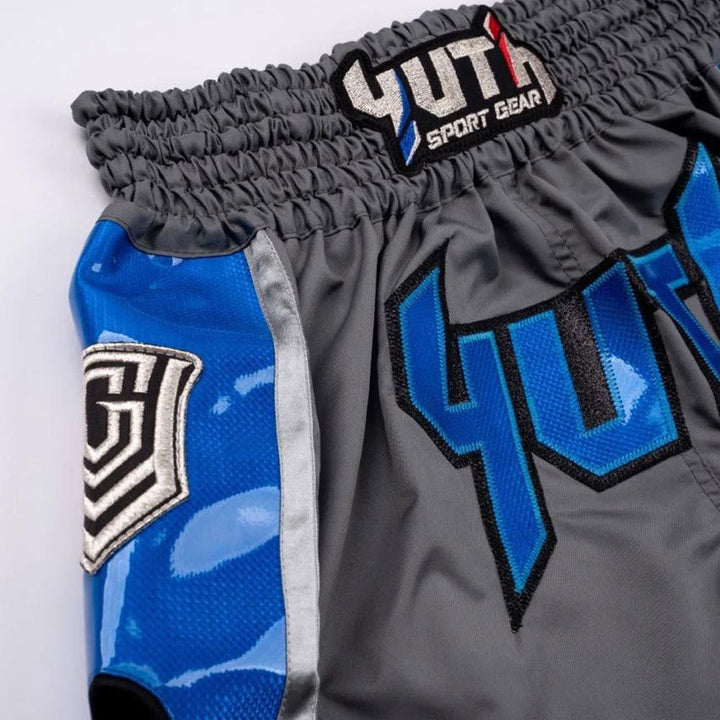 Yuth Hologram Muay Thai Shorts - Grey/Blue-Yuth Sport Gear