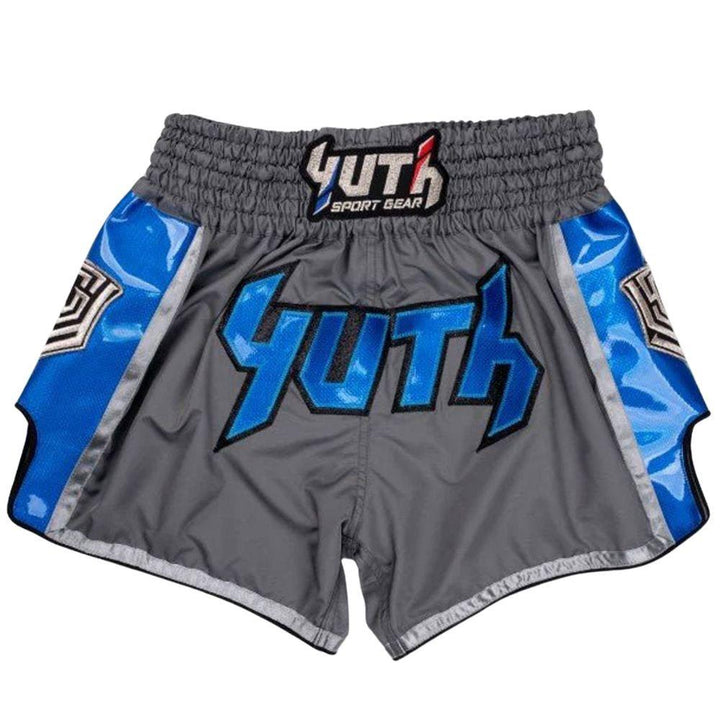 Yuth Hologram Muay Thai Shorts - Grey/Blue-Yuth Sport Gear