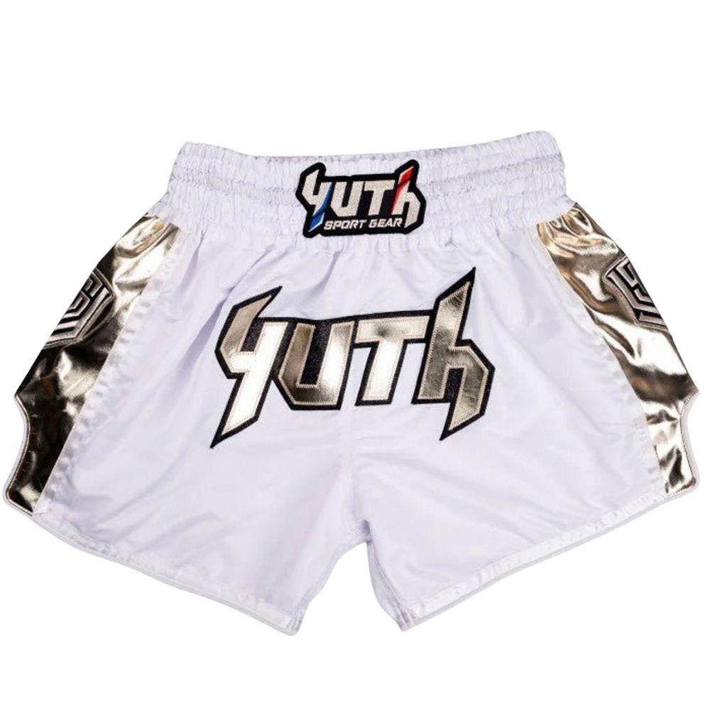 Yuth Hologram Muay Thai Shorts - White/Gold-Yuth Sport Gear