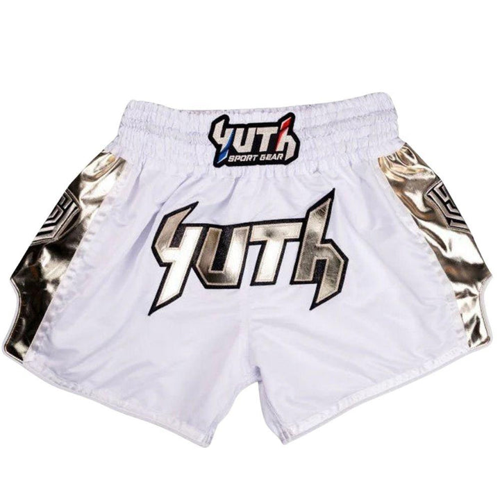 Yuth Hologram Muay Thai Shorts - White/Gold-Yuth Sport Gear