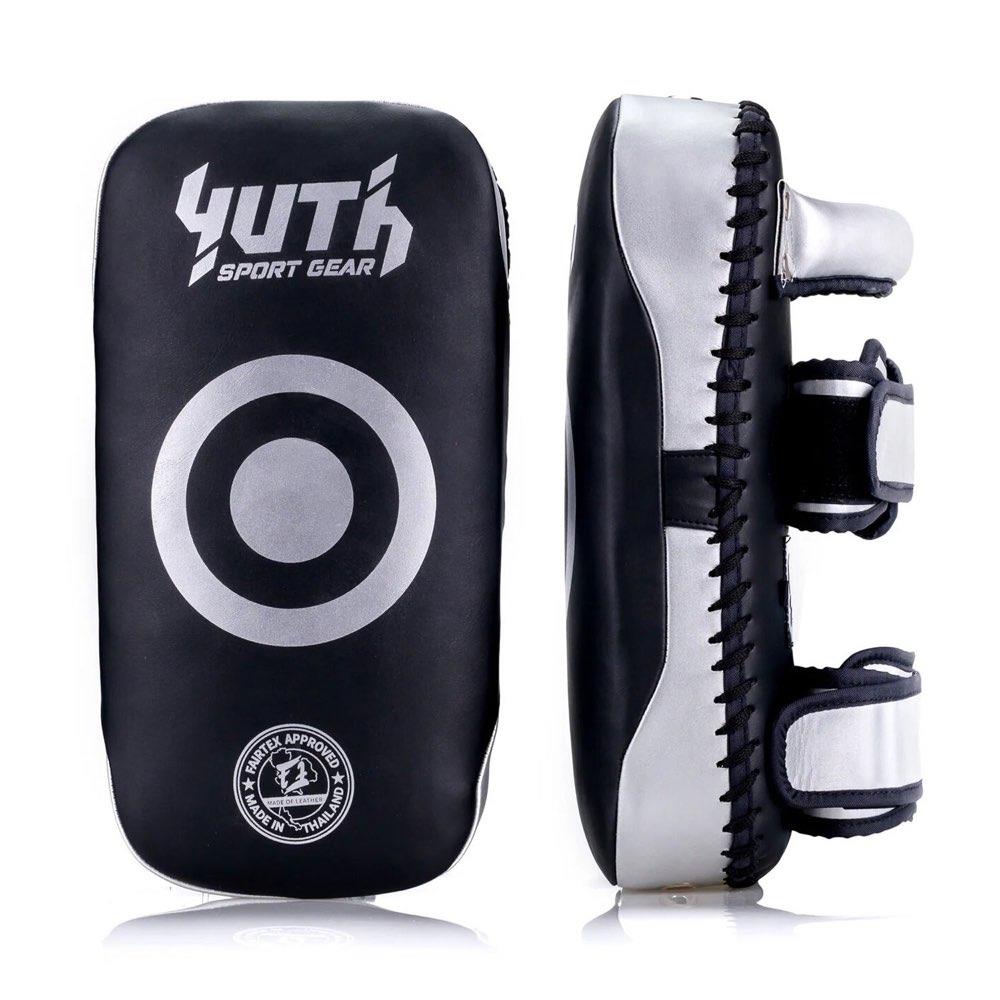 Yuth Muay Thai Kick Pads - Black/Silver-Yuth Sport Gear